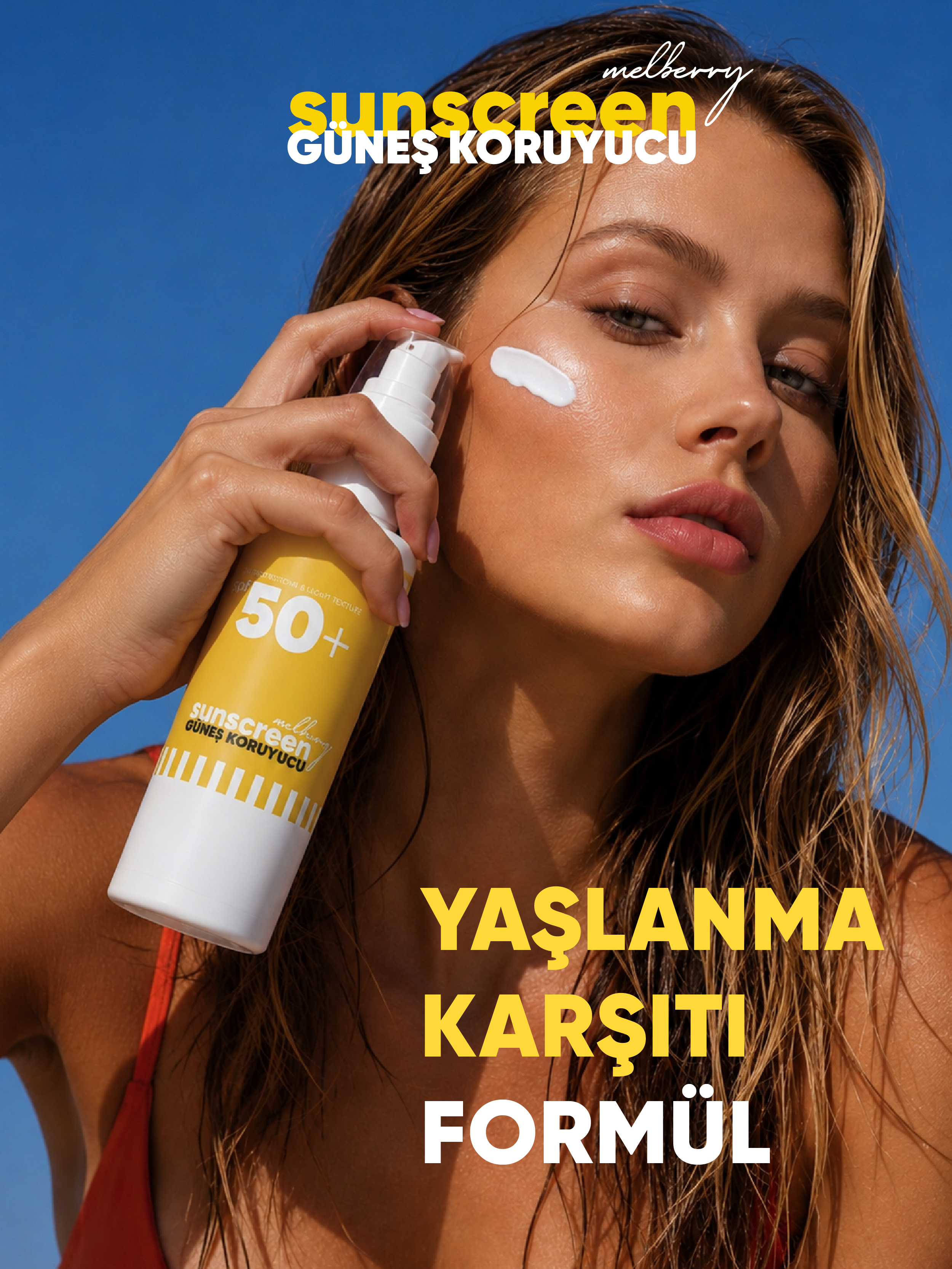 Melberry Yüz & Vücut Güneş Kremi - SPF 50+ 200ml - Güneş Koruyucu - Suya Dayanıklı - Yaşlanma Karşıtı - Nemlendirici