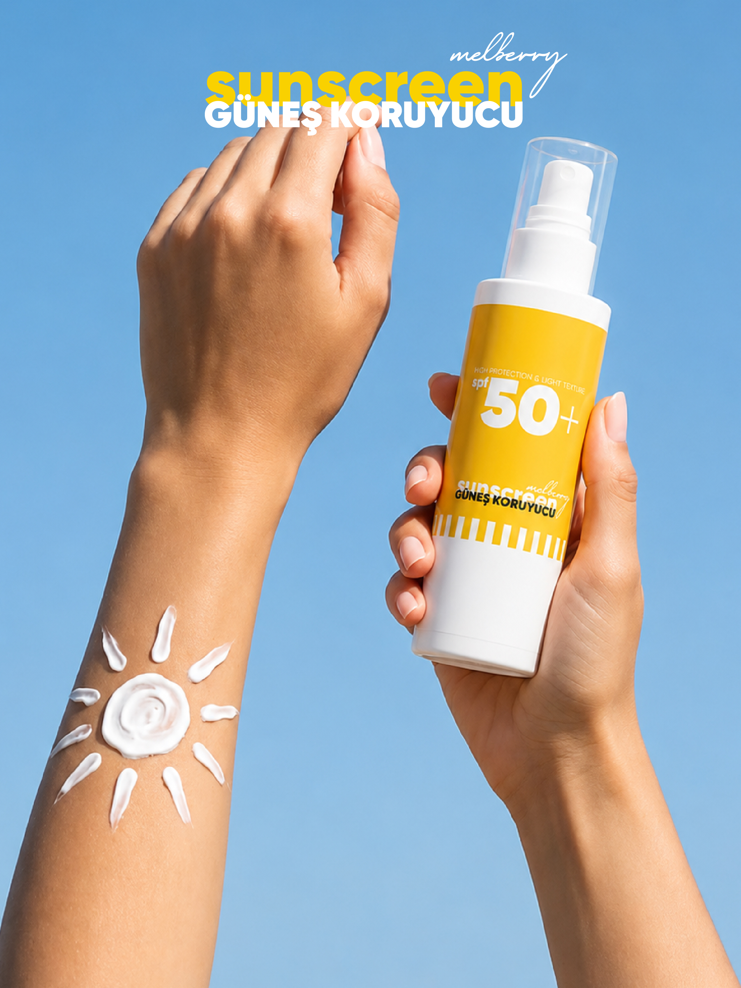 Melberry Yüz & Vücut Güneş Kremi - SPF 50+ 200ml - Güneş Koruyucu - Suya Dayanıklı - Yaşlanma Karşıtı - Nemlendirici