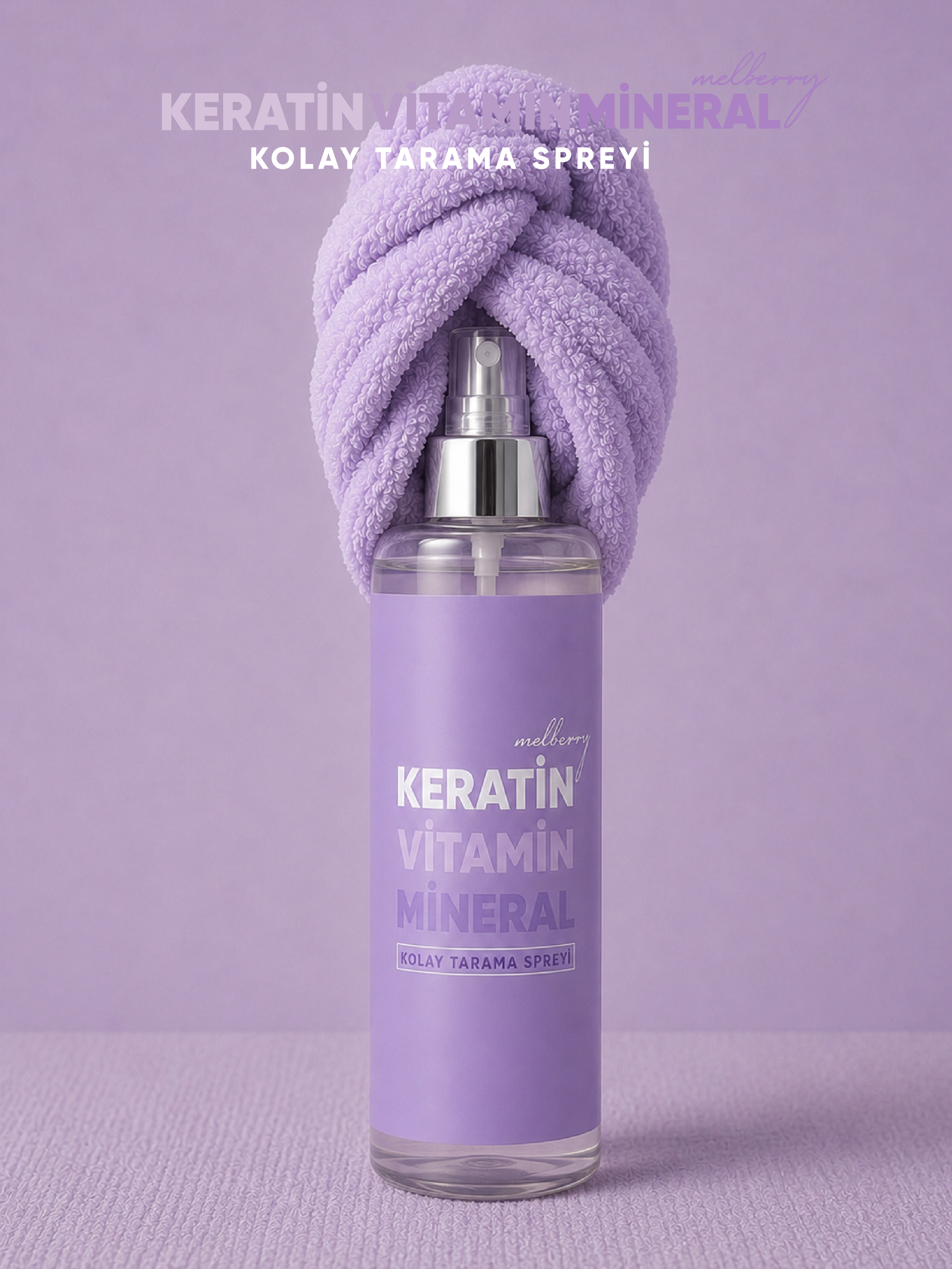 Melberry Cosmetics Keratin Vitamin Mineral Kolay Tarama Saç Spreyi 200 ML Pürüzsüz Yumuşaklık