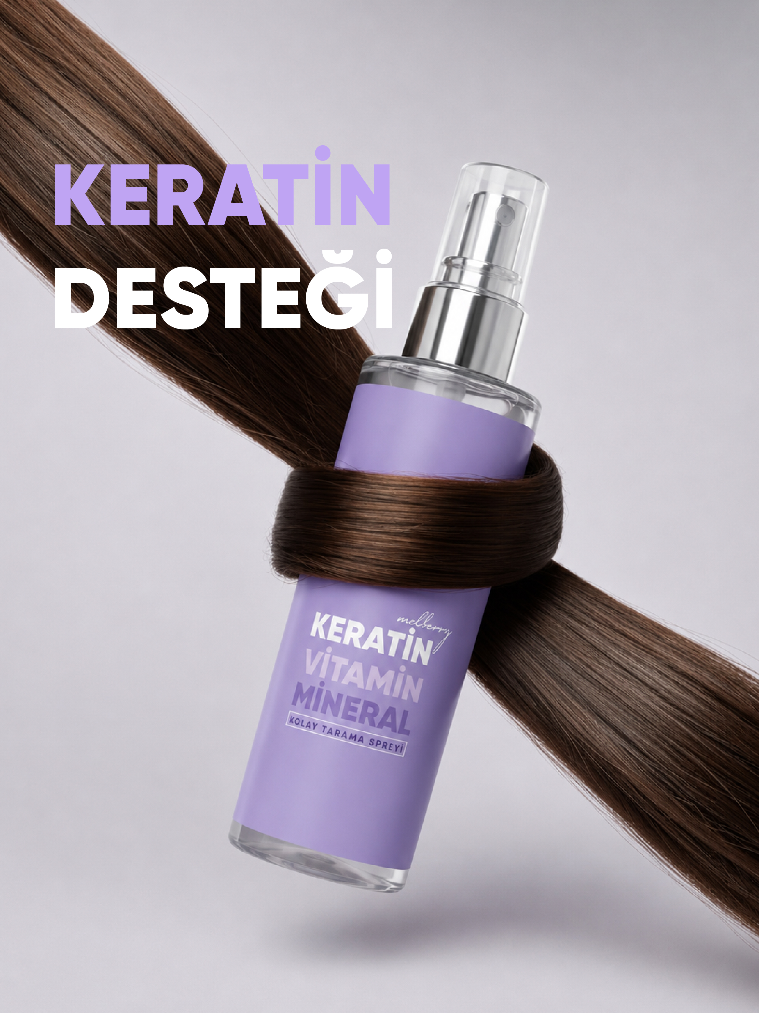 Melberry Cosmetics Keratin Vitamin Mineral Kolay Tarama Saç Spreyi 200 ML Pürüzsüz Yumuşaklık