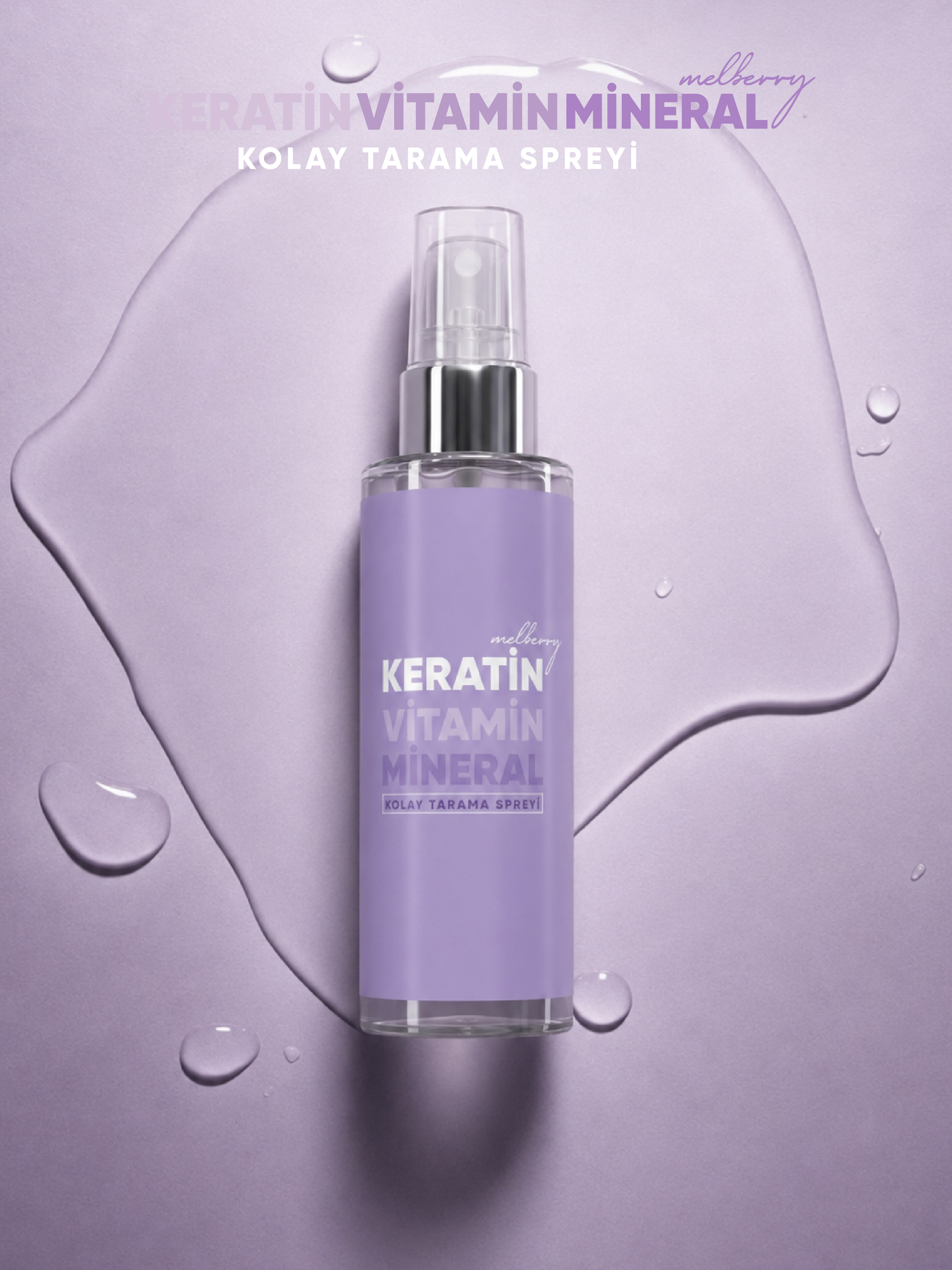 Melberry Cosmetics Keratin Vitamin Mineral Kolay Tarama Saç Spreyi 200 ML Pürüzsüz Yumuşaklık